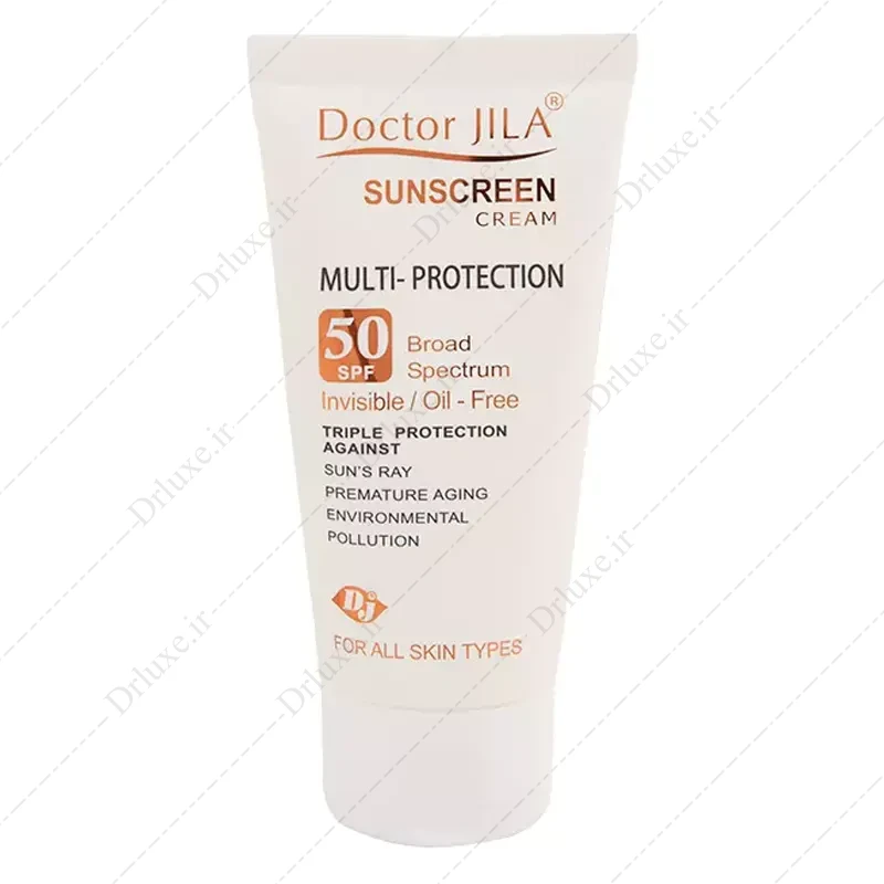 کرم ضد آفتاب SPF50 بی رنگ مولتی پروتکشن دکتر ژیلا 50 میلی لیتر